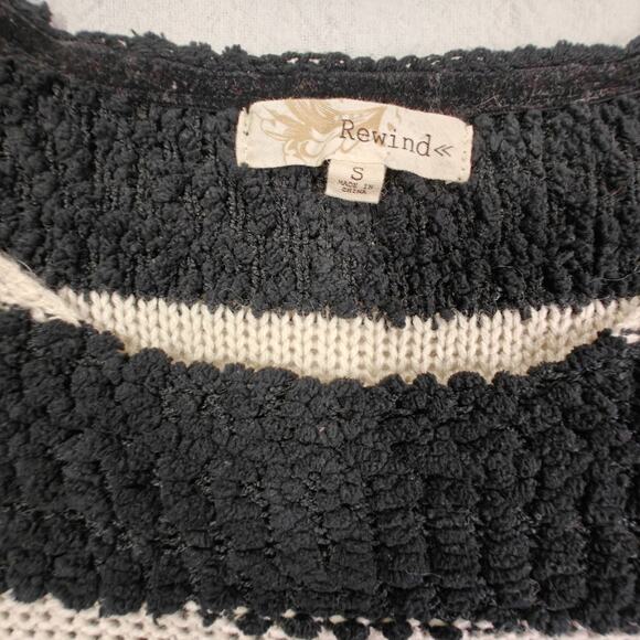 Rewind Black and White Striped Popcorn Knit Sweater Size Small - Picture 5 of 6